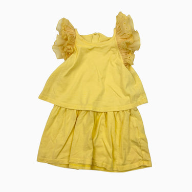 Robe jaune en coton avec volant chiffon 6M
