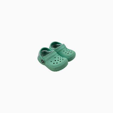 Sandales menthe perforées doublées en peluche 4US
