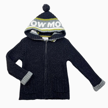 Veste à capuchon noire chinée cotelé 3-4Y