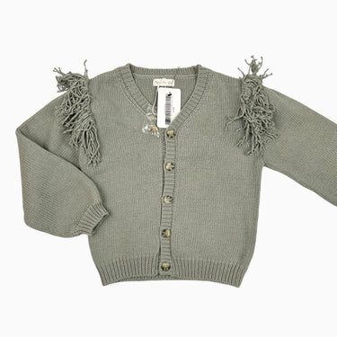 Cardigan eucalyptus avec froufrous en tricot 6-7Y
