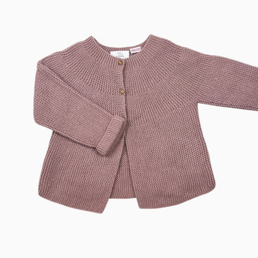 Cardigan vieux-rose en tricot de laine mélangée 18-24M