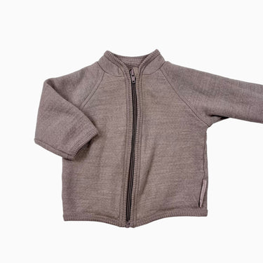 Veste vieux-mauve en laine de mérinos 12-18M