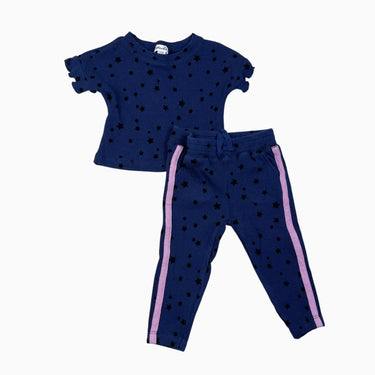 Ensemble marine étoiles en coton gaufré 3-6M