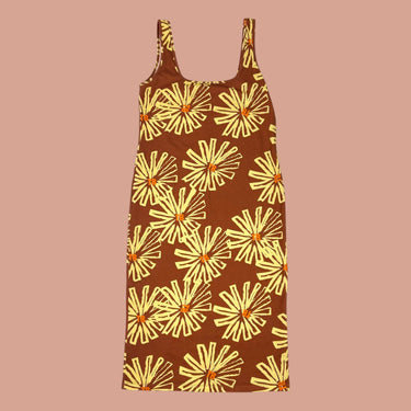 Robe maxi de maternité noisette fleurie en coton et élasthanne pour femmes L