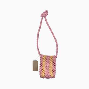 Sac bandoulère rose et jaune en crochet