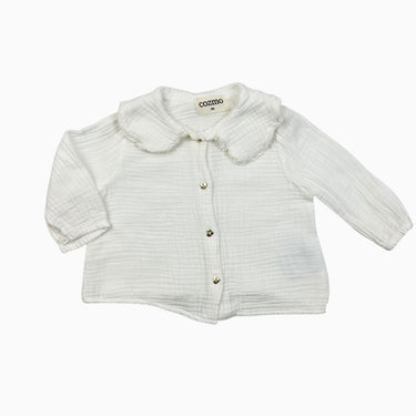 Blouse à col claudine blanche en mousseline 3M