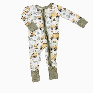 Pyjama blanc 'tracteurs' en viscose et spandex 0-3M