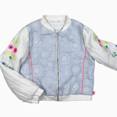Veste bleue ciel fleurie 8Y