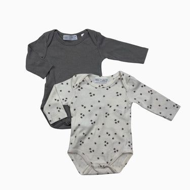 Duo de cache-couche blanc 'feuille' et gris 1-3M