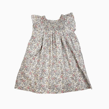 Robe avec fleurs violettes et smock 3-4Y