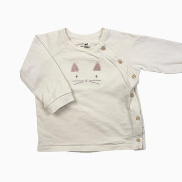 Pull vanille 'chat' 6-9M