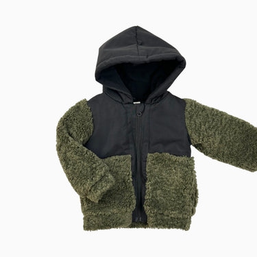 Manteau noir et olive en sherpa 2Y