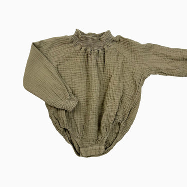 Barboteuse eucalyptus en mousseline 3-6M