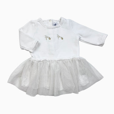 Robe blanche avec volant en tulle 12M