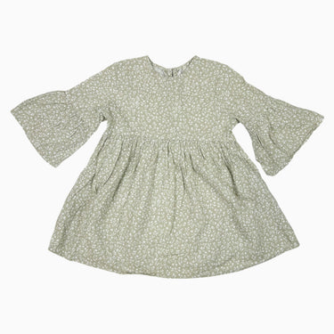 Robe sauge fleurie en lin et viscose 4-5Y