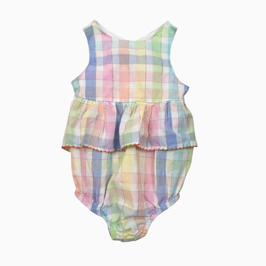 Barboteuse carreauté multicolore pastel 6-9M