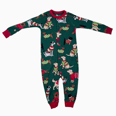 Pyjama vert en coton à imprimé chiens festif 6-12M