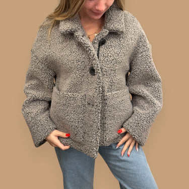 Manteau bouclette gris pour femmes XS-S