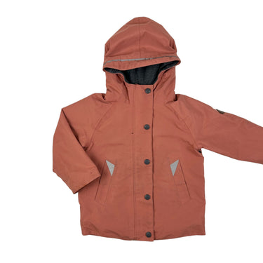 Manteau mi-saison rose fraise à capuchon 1-2Y
