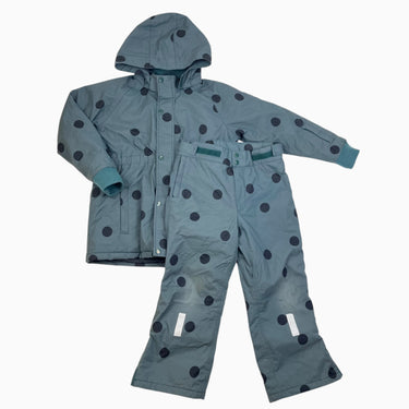 Manteau d'hiver et pantalon de neige vert à pois noirs 8Y