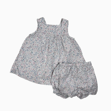 Robe avec bloomer blanche fleurie 6M