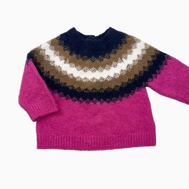 Pull rose fairisle en lainage mélangé 6M