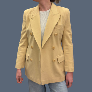 Blazer vintage jaune beurre en lainage pour femmes L