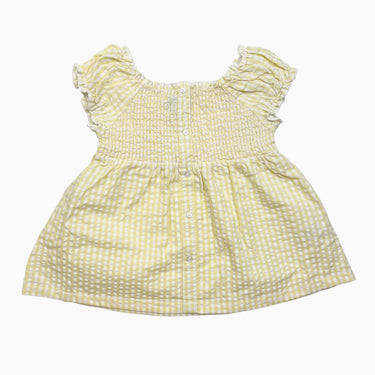 Blouse jaune et blanche en coton et poly à smock 5Y