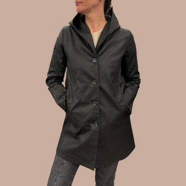 Manteau de pluie noir en coton ciré pour femme XXXS fit XS