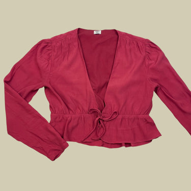Blouse cerise en viscose noué devant pour femmes S