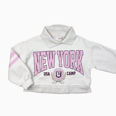 Pull cropped vanille 'New York' avec col 4-5Y