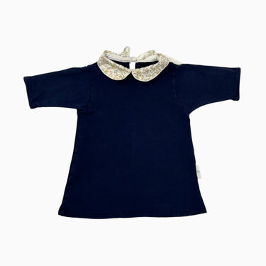 Robe marine à col claudine fleuri 9-12M