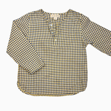 Chemise en coton à carreaux jaunes et marines 6Y
