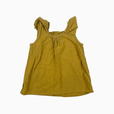 Camisole ocre en lin et viscose avec volants 4Y