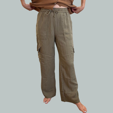 Pantalon vert moss en lyocell, viscose et poly pour femmes S