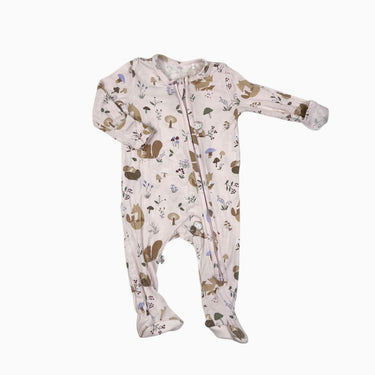 Pyjama rose pâle 'animaux' en bambou et spandex 3-6M
