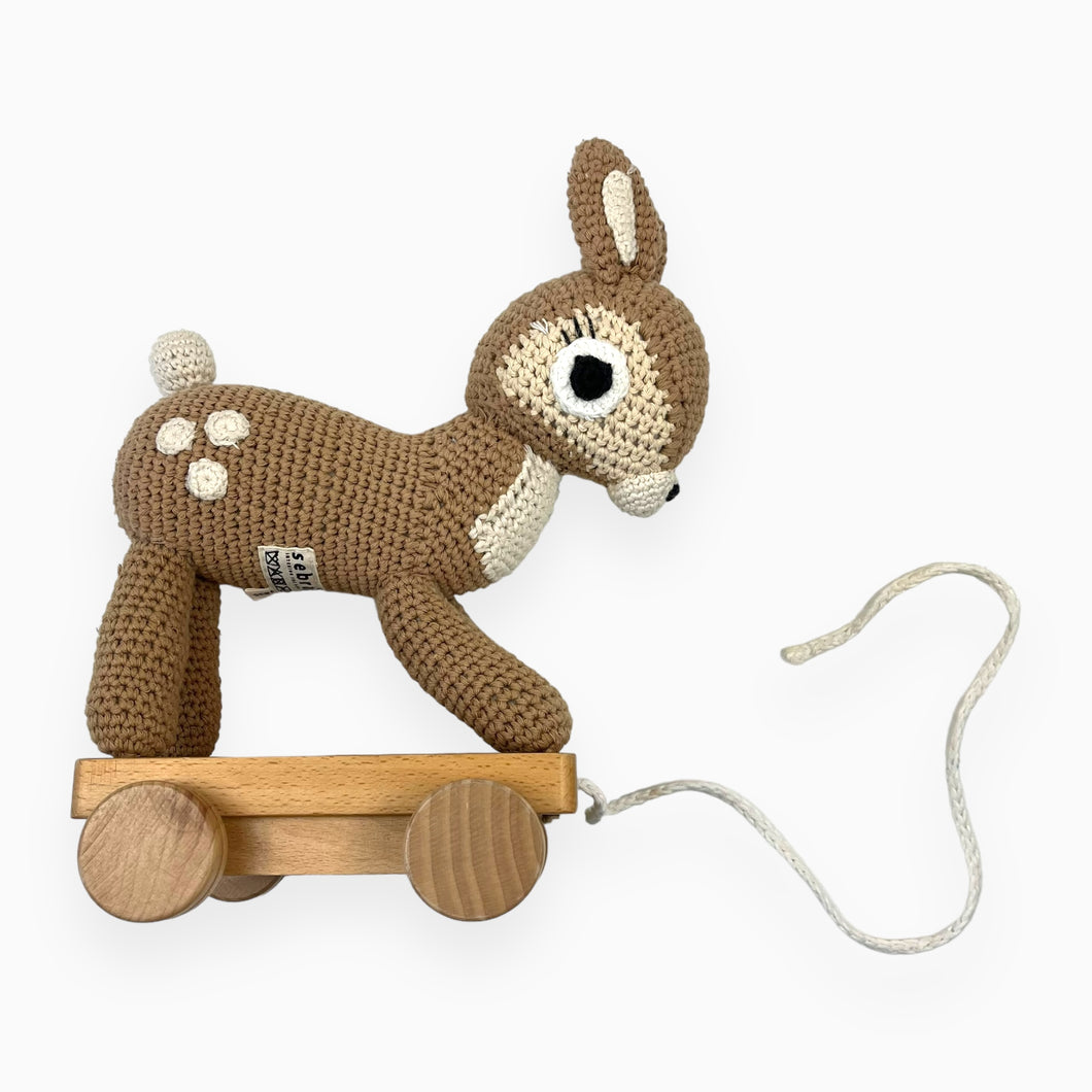 Bambi 'Dixi' en tricot de coton à tirer 22x25x12cm