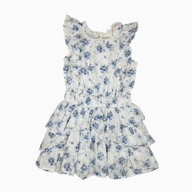 Robe blanche 'fleurs bleues' 7-8Y