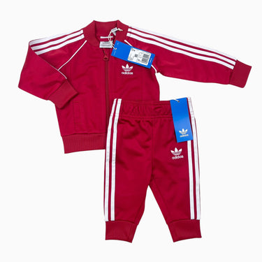 Ensemble rouge avec bandes blanches 6M