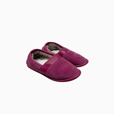 Pantoufles fushia en suède et mouton 10US