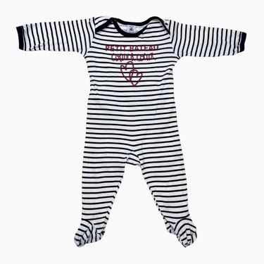 Pyjama à rayures marines 'coeur à coeur' 9M