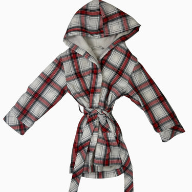 Peignoir à motif tartan en poly recyclé doublé en polar 4-5Y