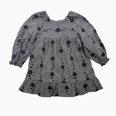 Robe charcoal en poly et coton avec fleurs noirs 12-18M