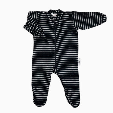 Pyjama noir à rayures en bambou et spandex 3-6M