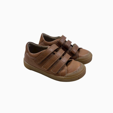 Sneakers camel en cuir à velcro 28EU