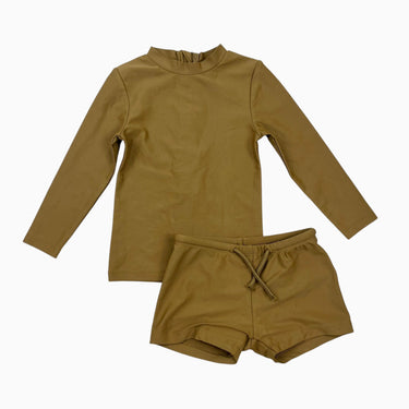 Maillot deux-pièces rashie et short chartreuse 12M