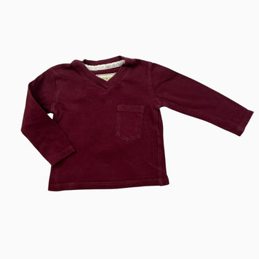 Chandail lie de vin col en V en coton bio 0-3M