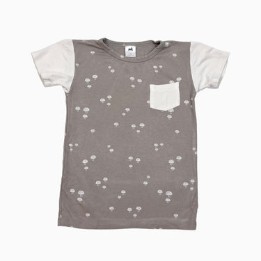 T-shirt taupe 'champignons' en bambou et spandex 3-4Y