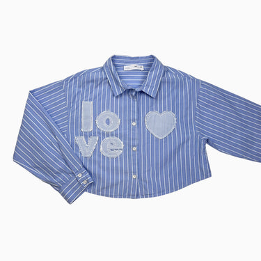 Blouse cropped bleu 'LOVE' 8-9Y