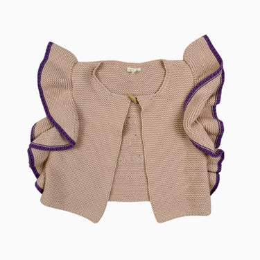 Cardigan rose en tricot de coton 4Y